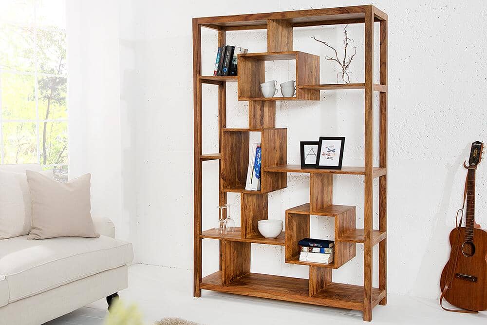 Solid Wood Cube Geo Bookcase Honey