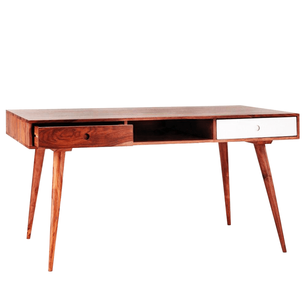 Solid Wood Eva Study Table with 2 Drawers Honey