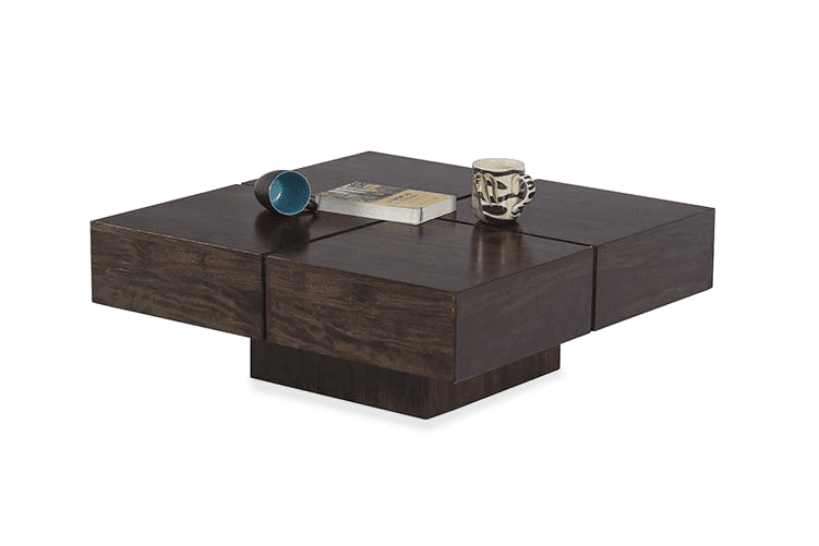 Solid Wood Contrast Square Coffee Table Walnut