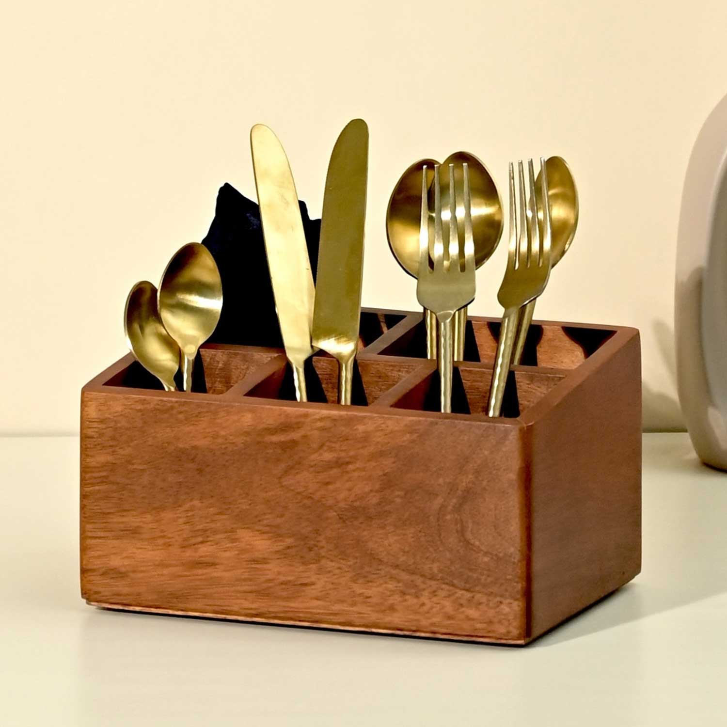 Solid Wood Cutlery Caddy/Holder from Mahogany Collection