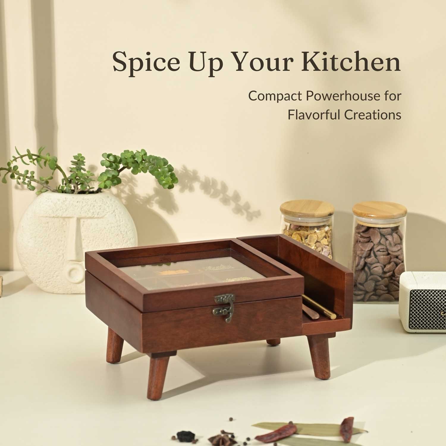 Solid Wood Legged Spice Box