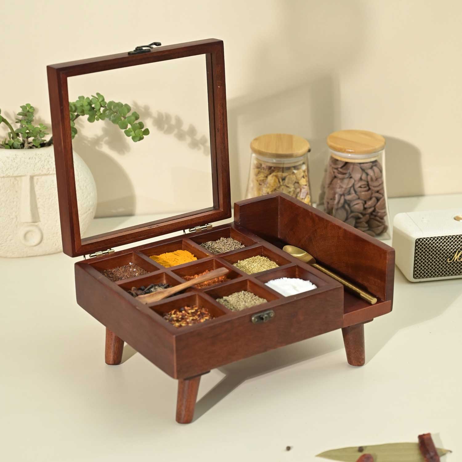 Solid Wood Legged Spice Box