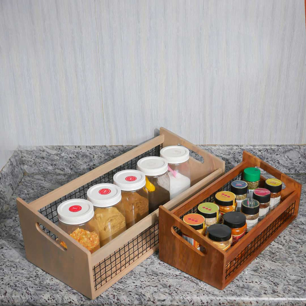 Solid Wood DuoBlend Nested Set of 2 Multicolor Organizer