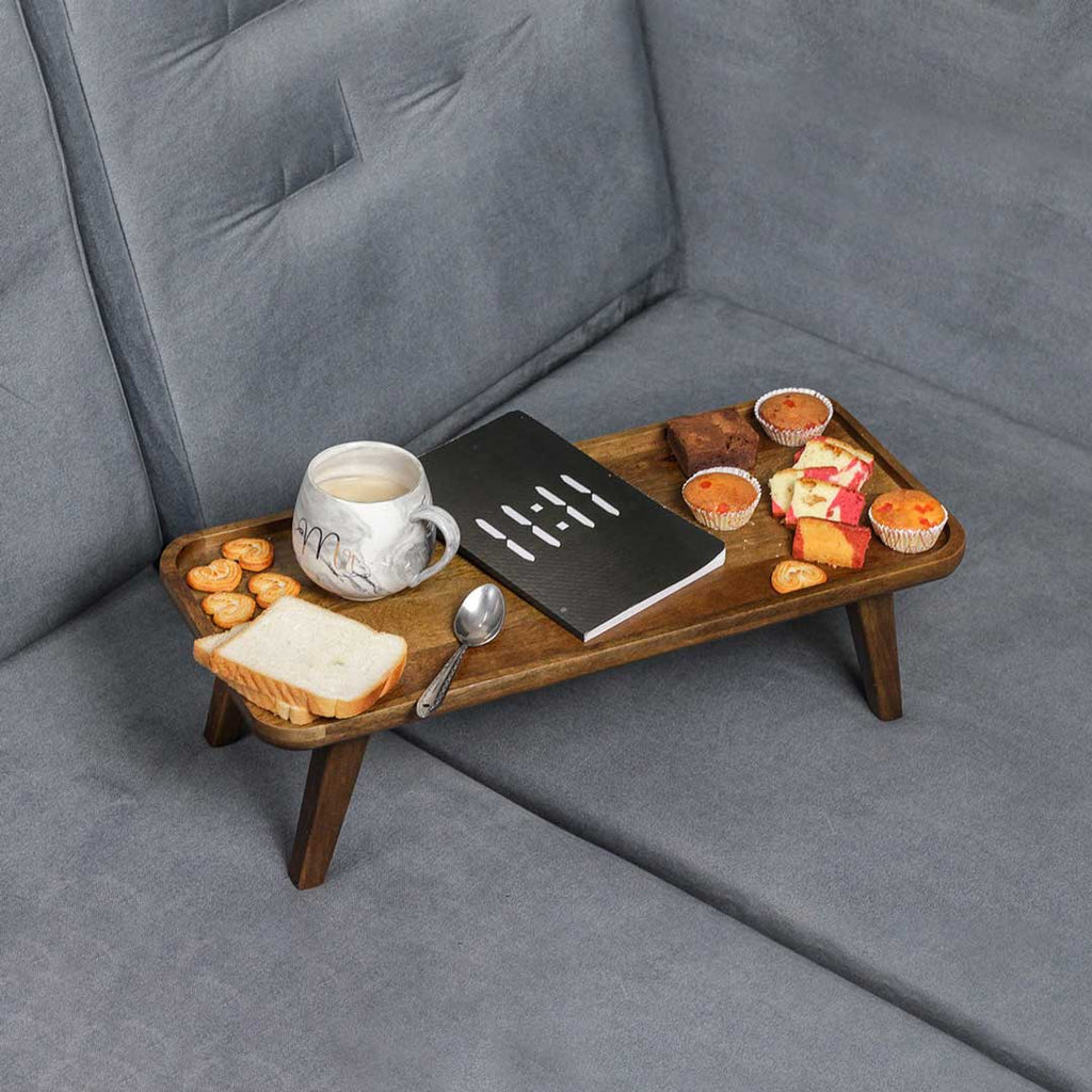 Solid Wood Cocoa High-rise Platter