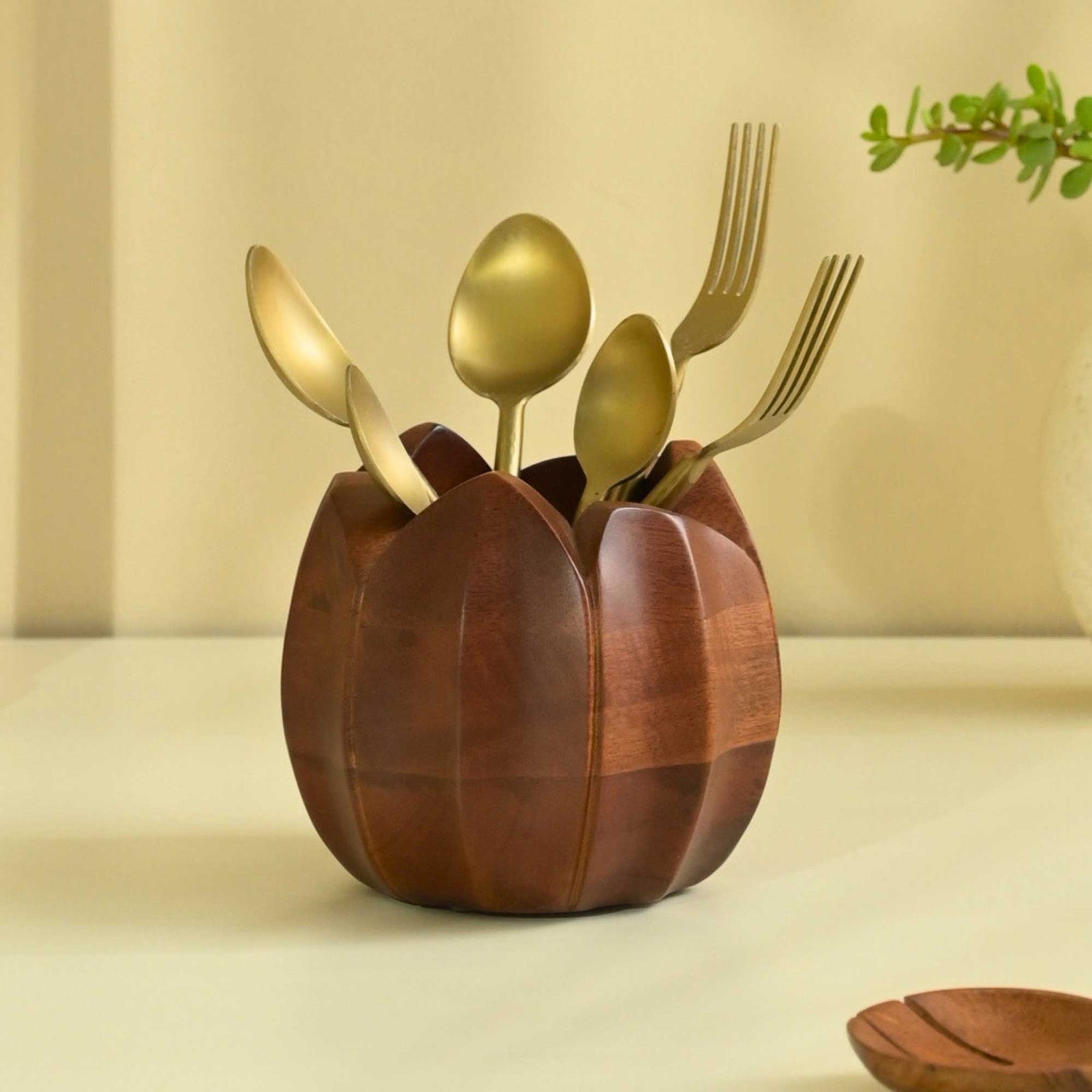 Solid Wood Lotus Cutlery Holder