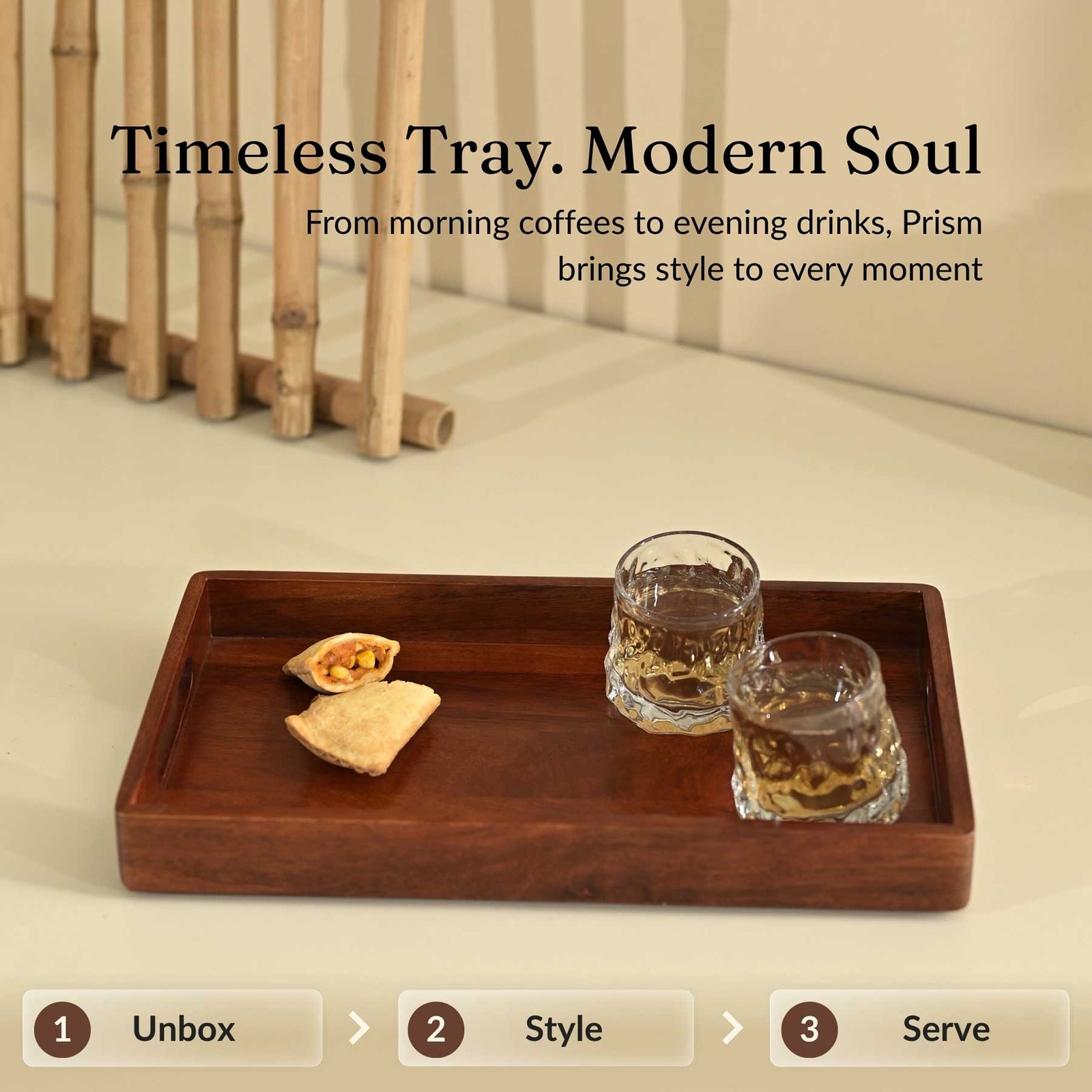 Solid Prism Wooden Serving Tray