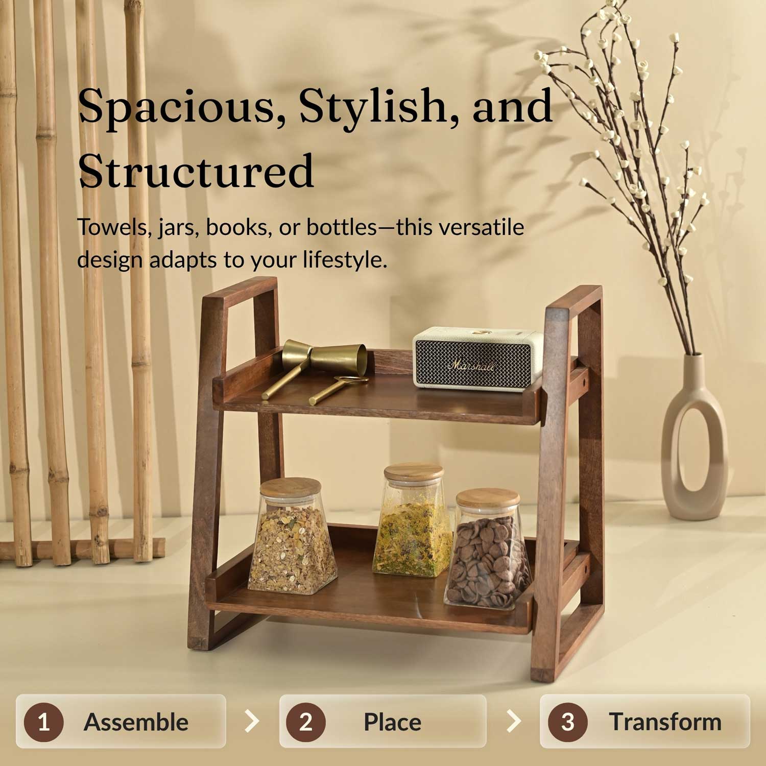 Solid Versatile Wooden Kitchen Organizer | Spice Rack