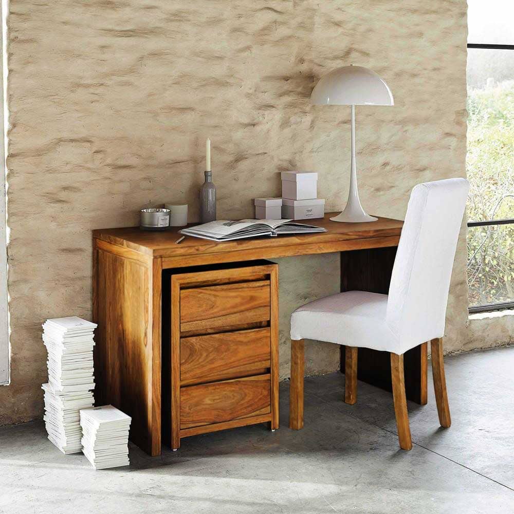 Solid Wood Voted Wood Writing / Office Desk Honey