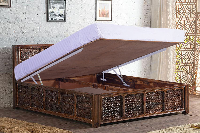Solid Wood Brass Panache Bed with Hydraulic Storage