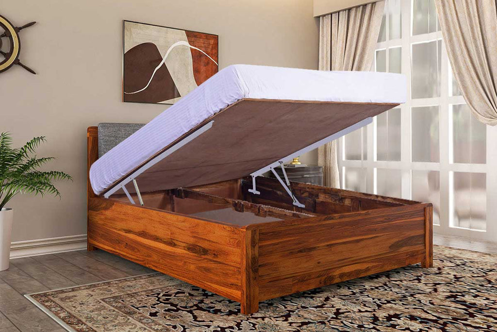 Solid Wood West Upholstered Bed with Hydraulic Storage