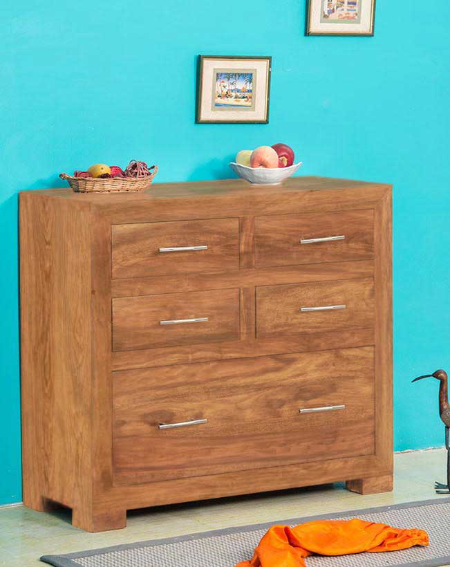 Solid Wood Cube Drawer Chest Stone