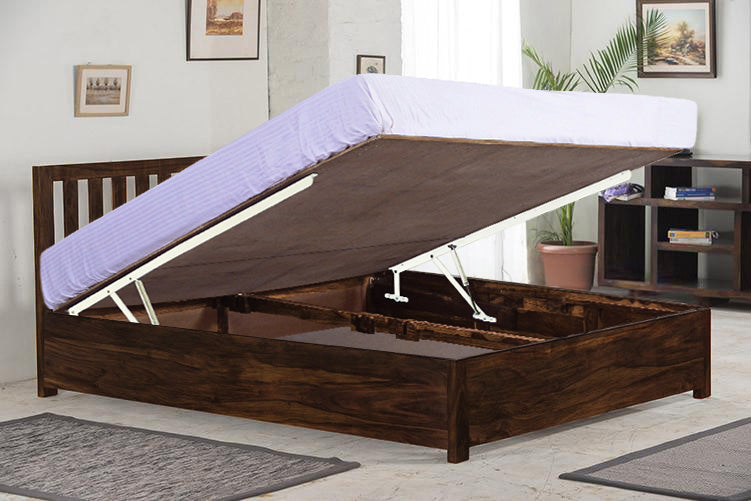 Solid Wood Cube Classic Bed with Hydraulic Storage