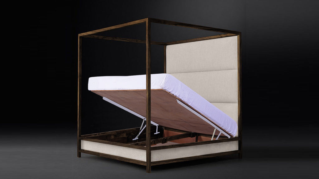 Solid Wood Poster Bed Imperia with Hydraulic Storage