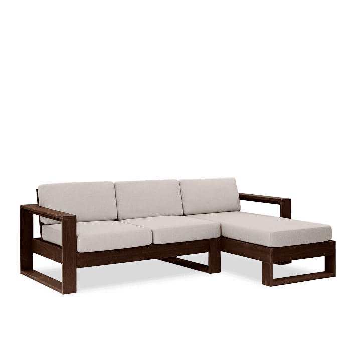 Solid Wood Cube L Shape Sofa