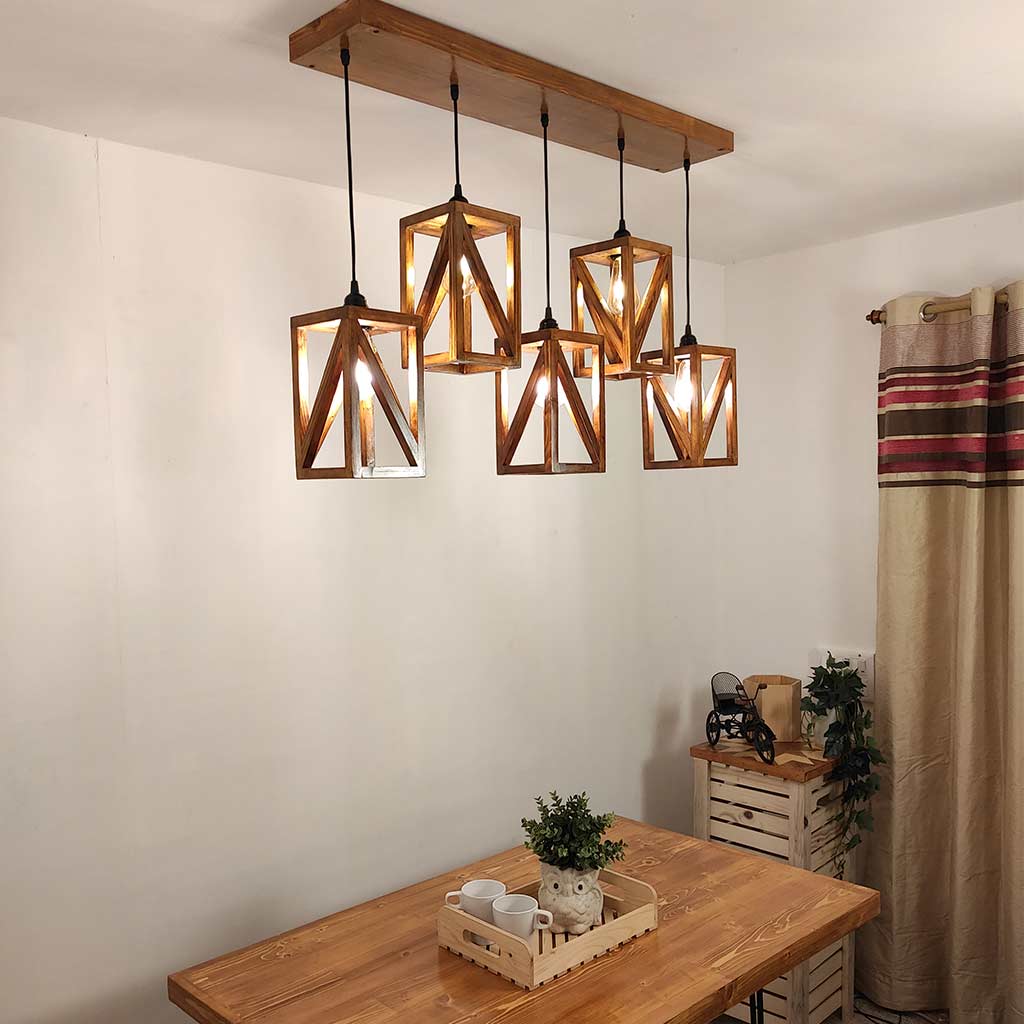 Symmetric Brown 5 Series Hanging Lamp