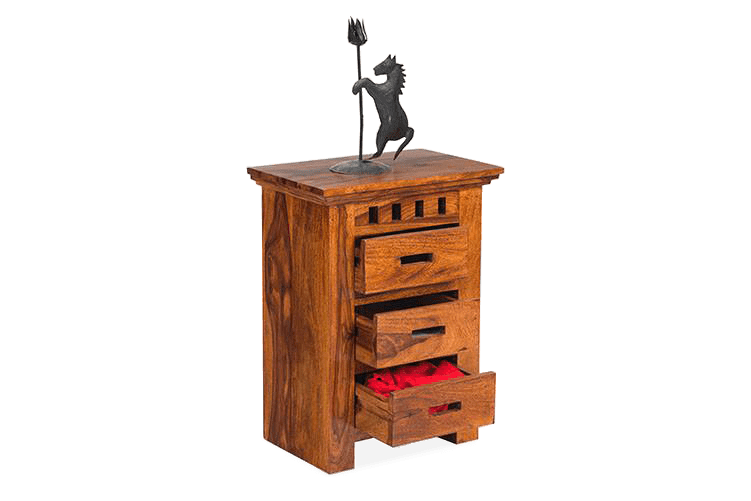 Solid Wood Kuber 3 Drawer Bedside Table