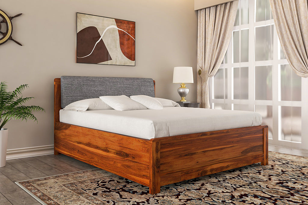 Solid Wood West Upholstered Bed with Storage