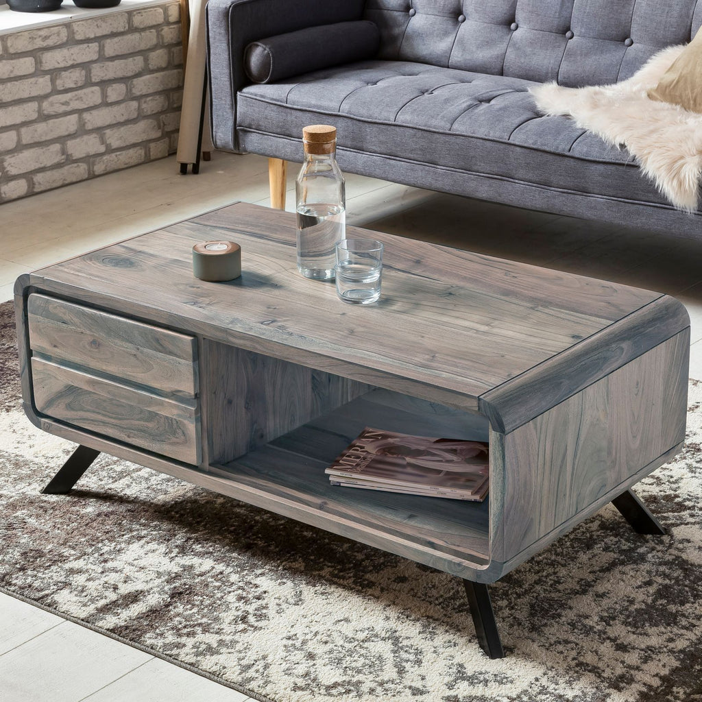 Solid Wood INDIANA Dusk Coffee Table with Drawer