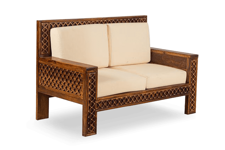 Solid Wood Brass Royal Sofa B 2 Seater