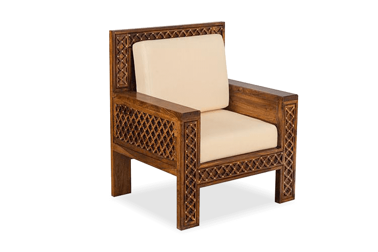 Solid Wood Brass Royal Sofa B Single Seater
