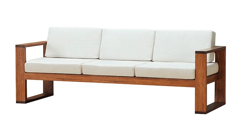 Solid Wood Cube Sofa 3 Seater