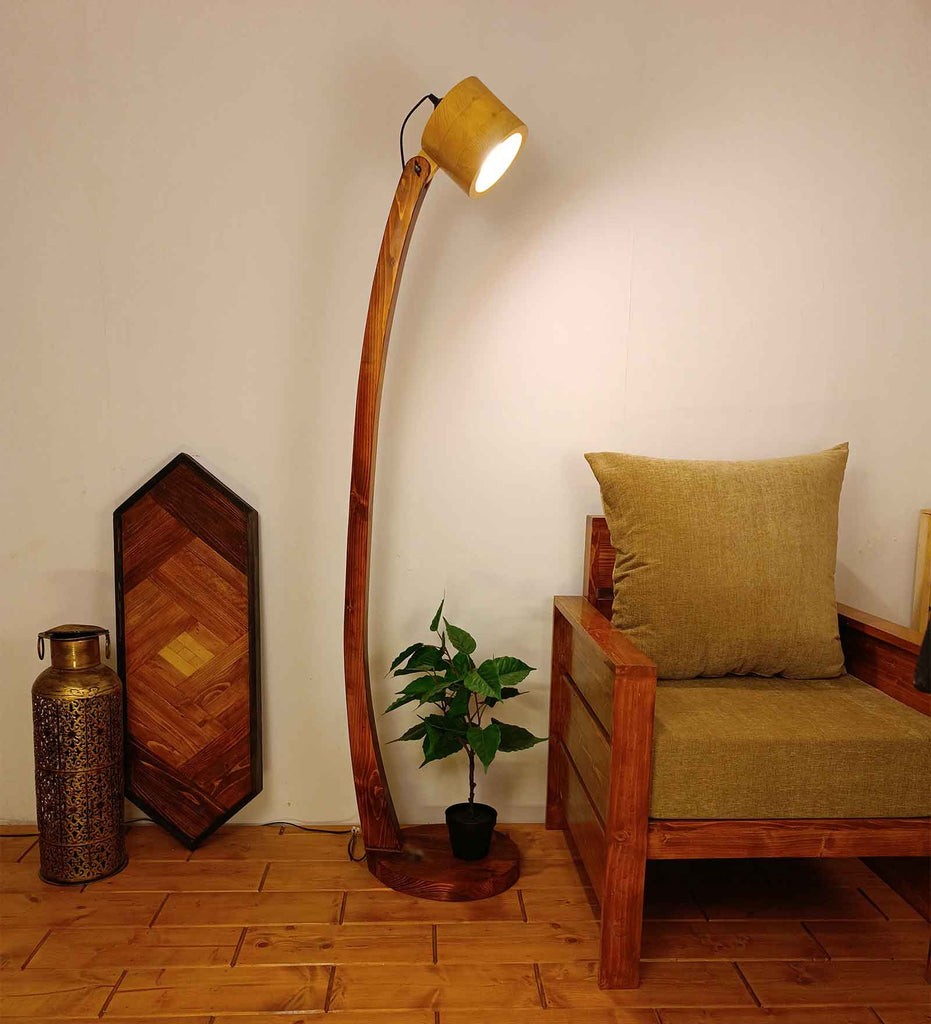 Alice Wooden Floor Lamp with Brown Base