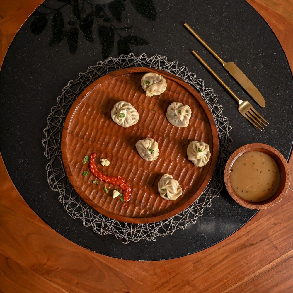 Solid Wood Carved Crust Platter