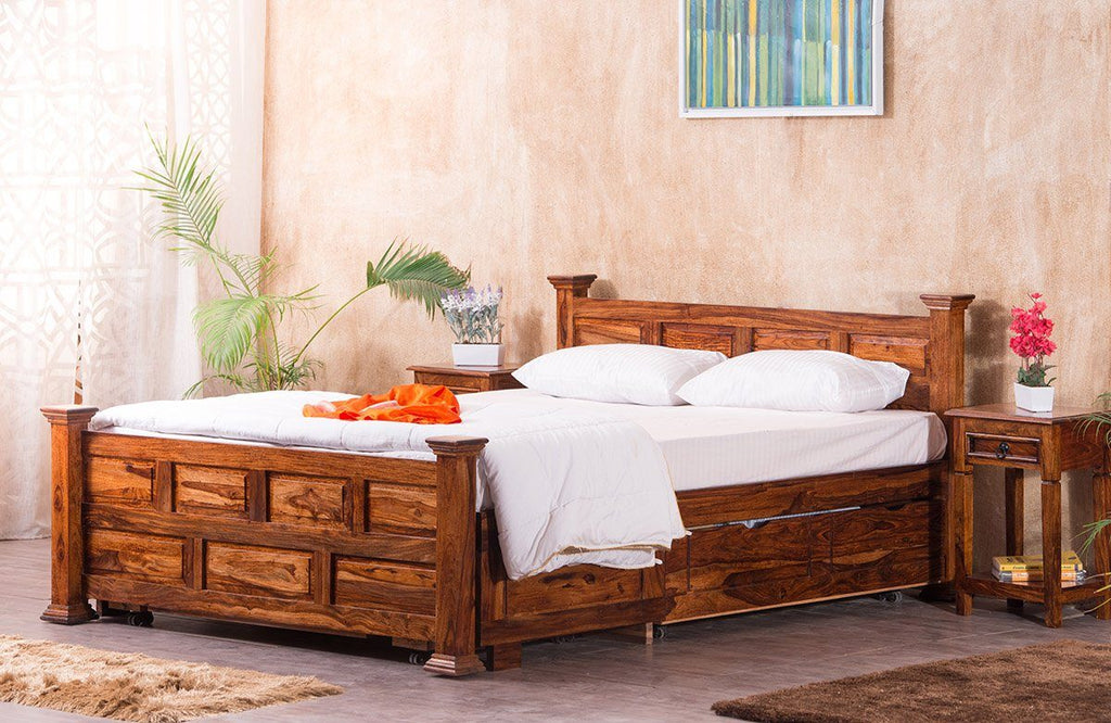 Solid Wood Jaipur Bed with Drawer Storages