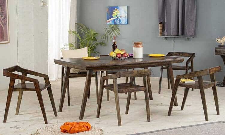 Solid Wood Buck Dining Set 6 Seater with Chairs