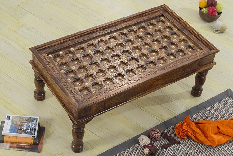 Solid Wood Brass Coffee Table C