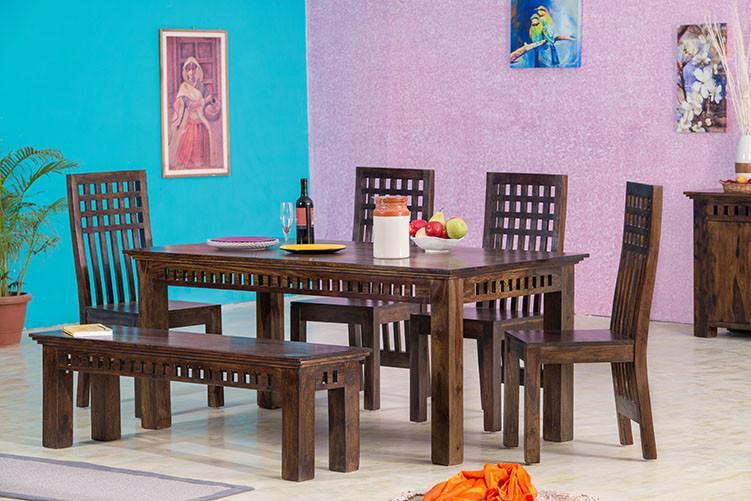 Solid Wood Kuber Dining Set with Bench
