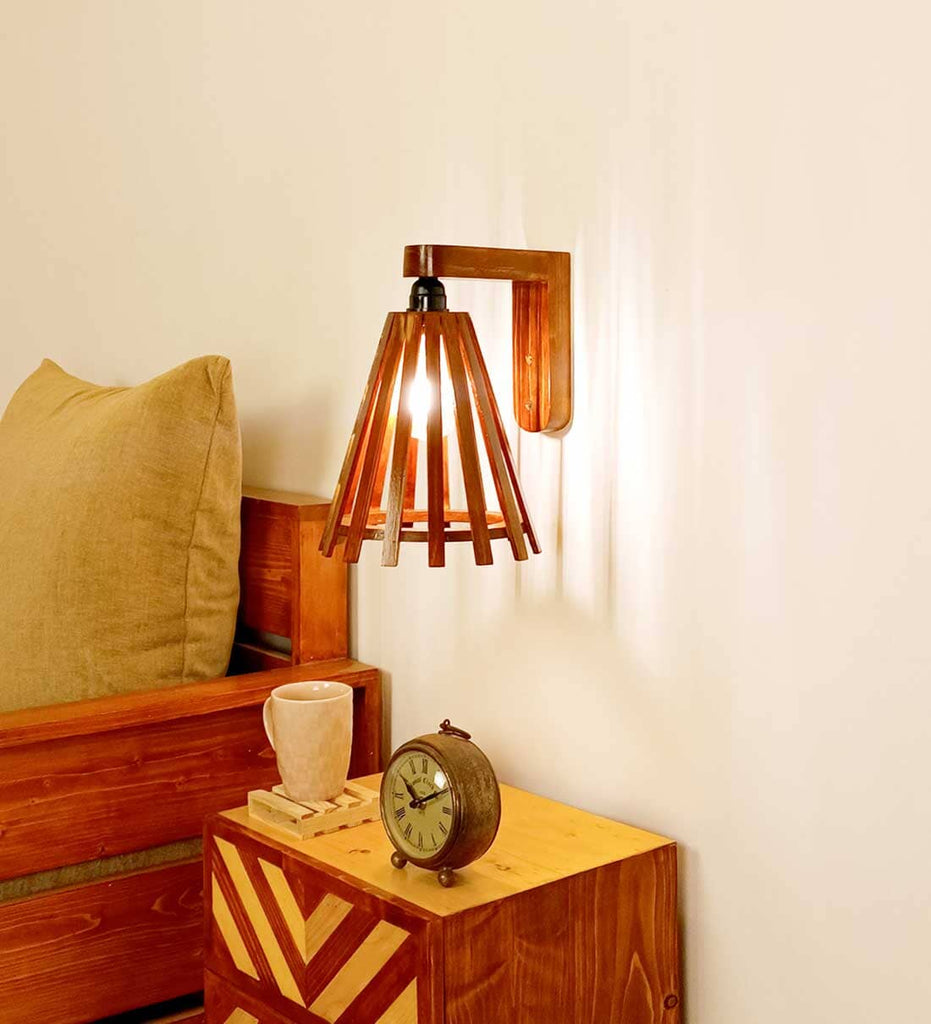 Funnel Brown Wooden Wall Light