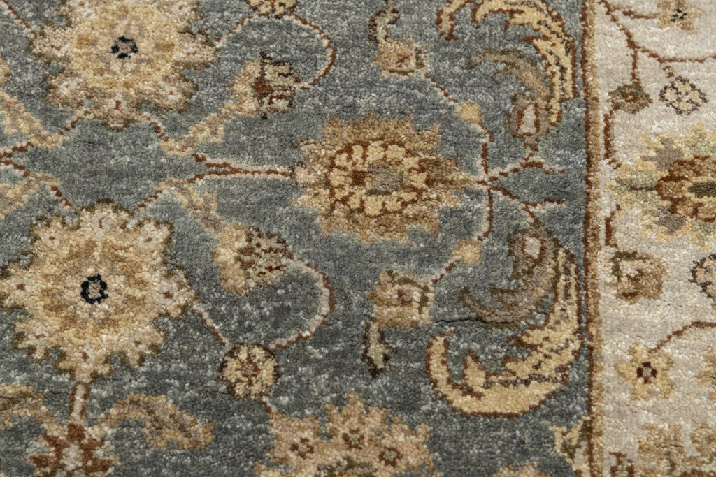 Luxury - Vanadey Sea Blue Ivory New Neland Wool Hand Knotted Premium Carpet