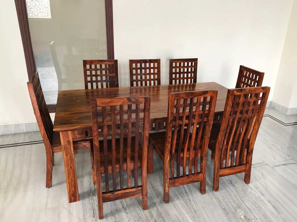 Solid Wood Kuber Dining Set 8 Seater with Chairs