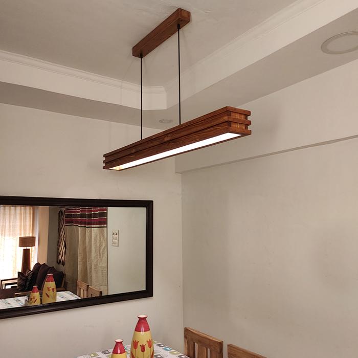Solid Wood Artline 48 Led Hanging Lamp With Brown Base