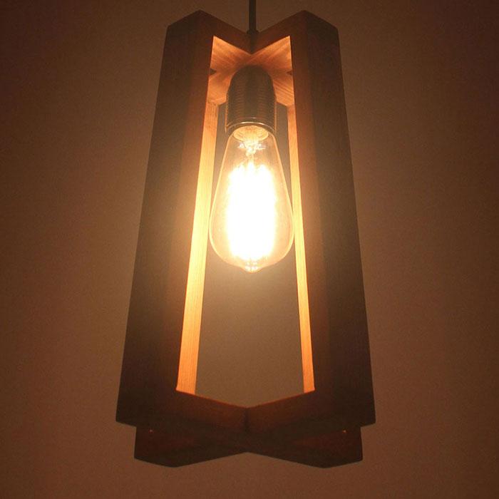 Solid Wood Blender Single Hanging Lamp With Brown Base