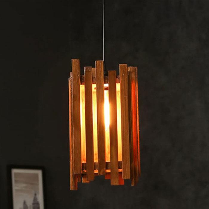 Solid Wood Palisade Single Hanging Lamp With Brown Base