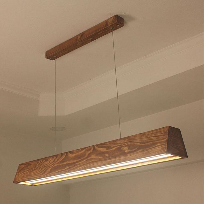 Solid Wood Sirius 48 Led Hanging Lamp With Brown Base