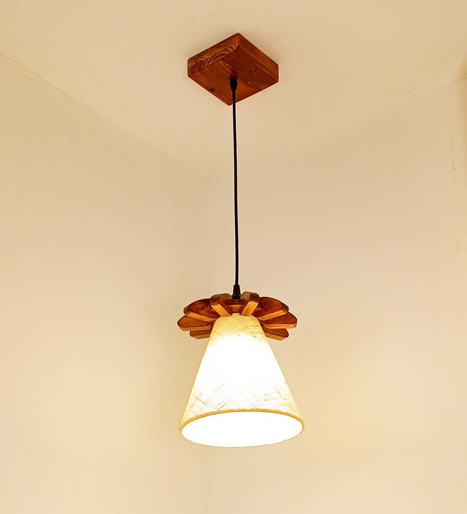 Whirl Brown Wooden Single Hanging Lamp