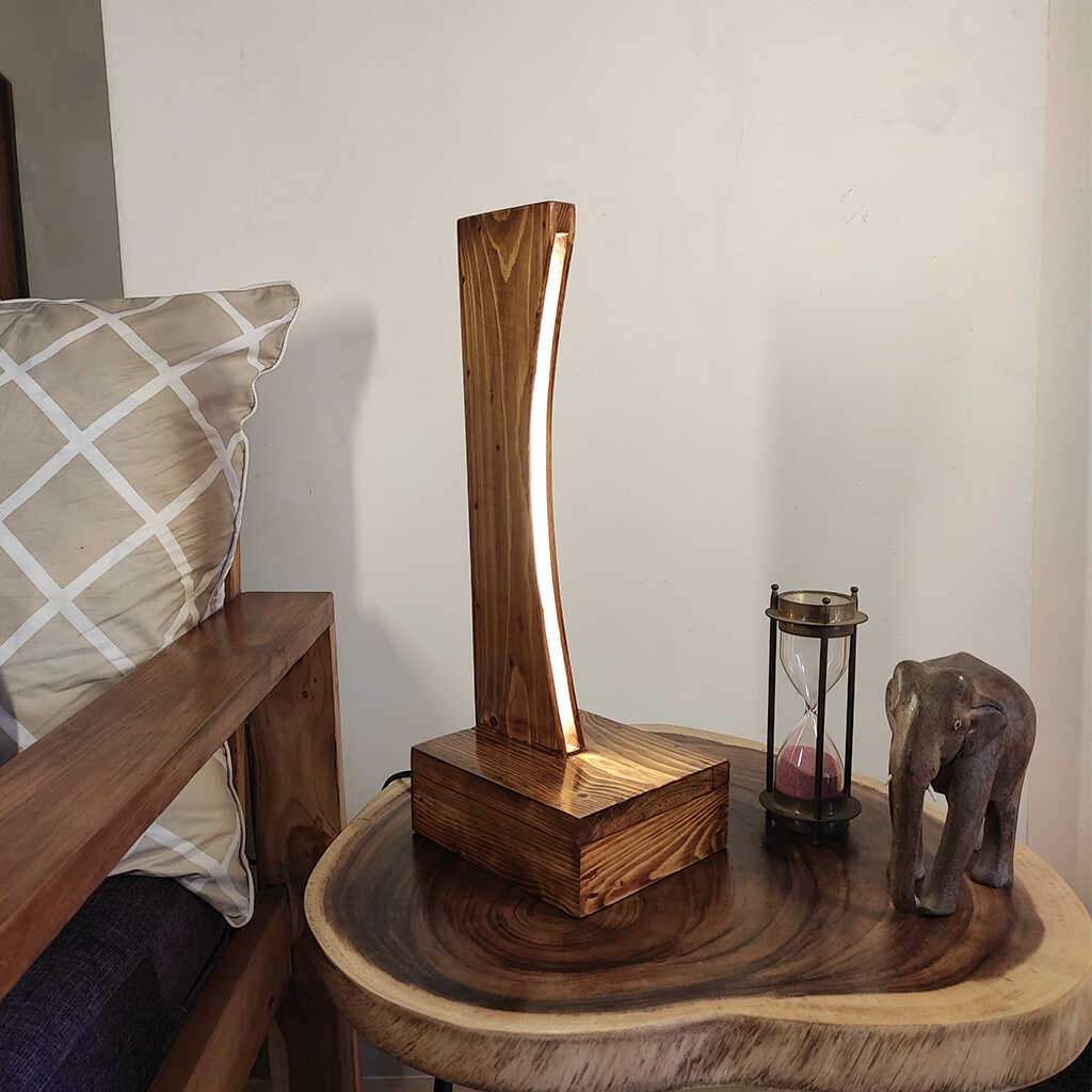 Arc Brown Wooden LED Table Lamp