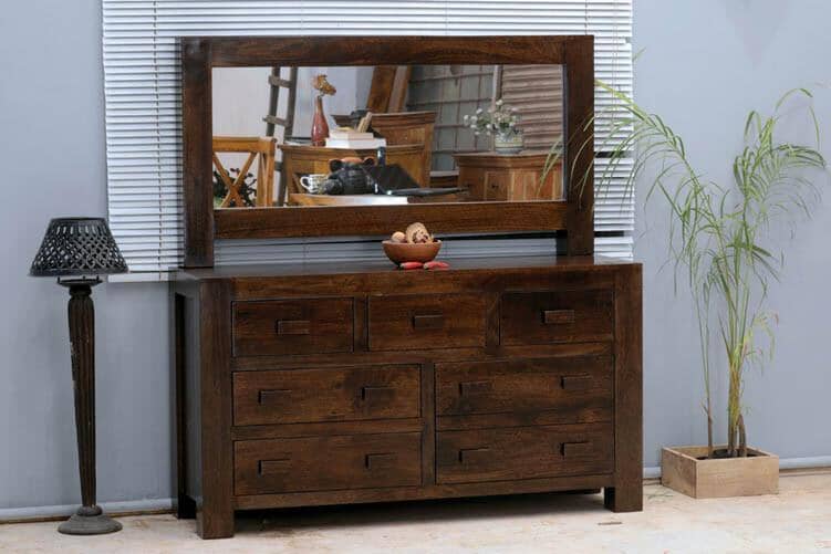 Wooden dresser with mirror