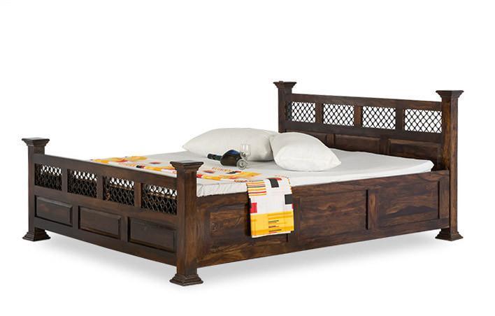 Queen Size Bed with Storage – Solid Sheesham Wood