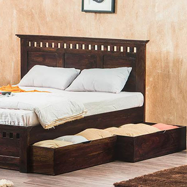 Bed with side drawer storage