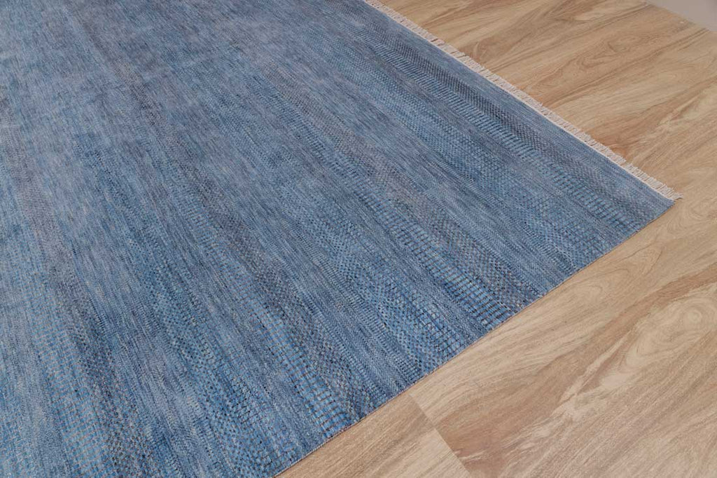 Luxury - Vintage Blue Grey Wool & Bamboo Silk Hand Knotted Premium Carpet