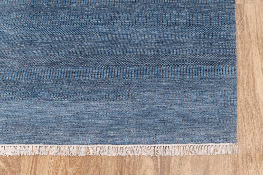 Luxury - Vintage Blue Grey Wool & Bamboo Silk Hand Knotted Premium Carpet