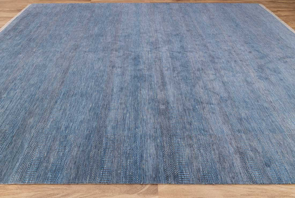 Luxury - Vintage Blue Grey Wool & Bamboo Silk Hand Knotted Premium Carpet