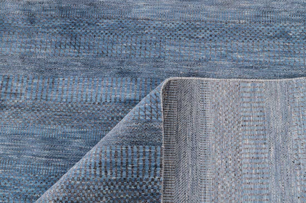 Luxury - Vintage Blue Grey Wool & Bamboo Silk Hand Knotted Premium Carpet
