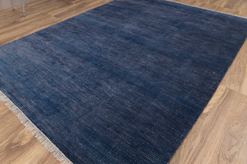 Luxury - Fennel Blue Gold Wool & Bamboo Silk Hand Knotted Premium Carpet