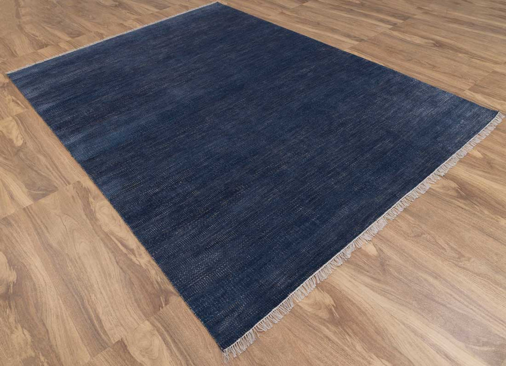 Luxury - Fennel Blue Gold Wool & Bamboo Silk Hand Knotted Premium Carpet