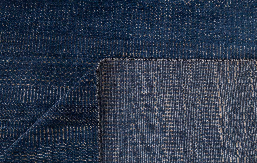 Luxury - Fennel Blue Gold Wool & Bamboo Silk Hand Knotted Premium Carpet